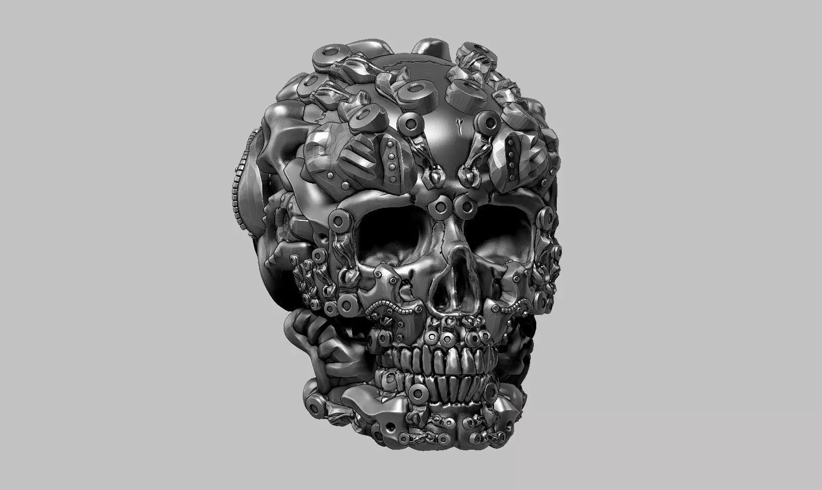 skull robot head a39 3D print model_0