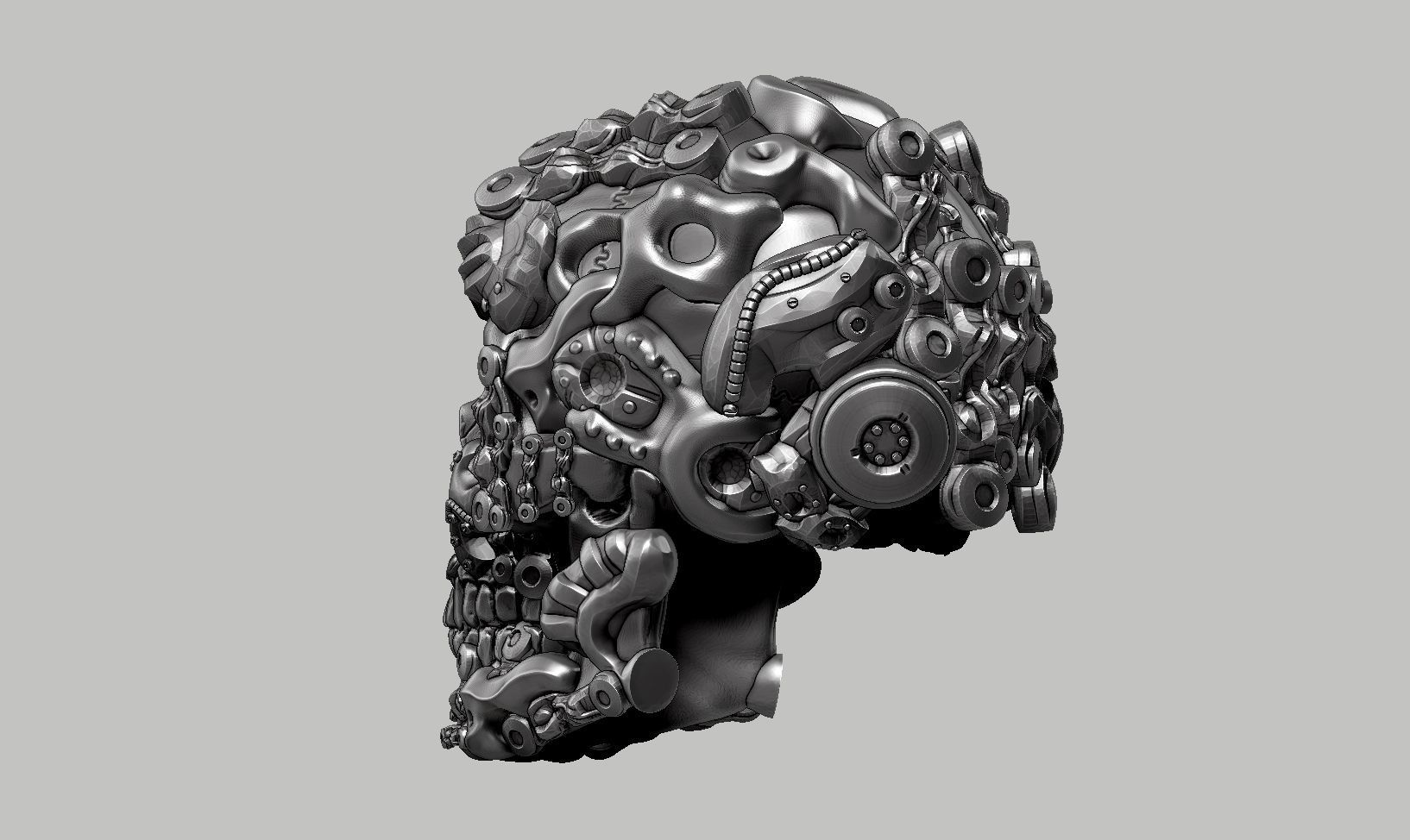 skull robot head a39 3D print model_6