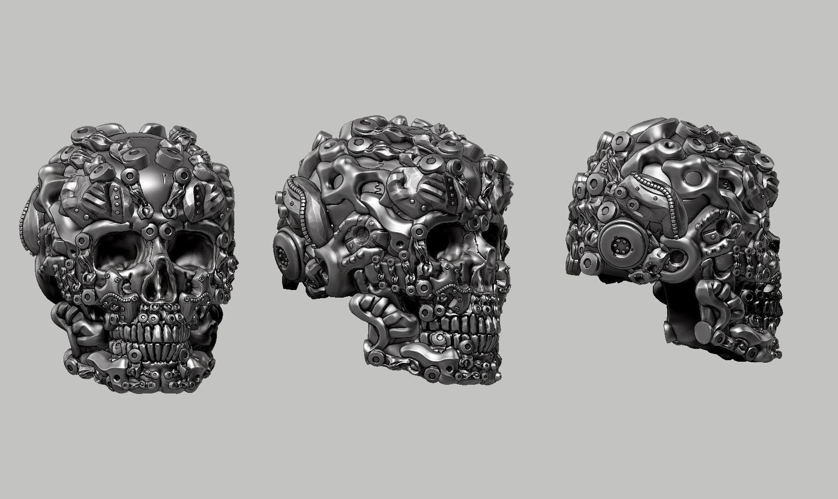 skull robot head a39 3D print model_10