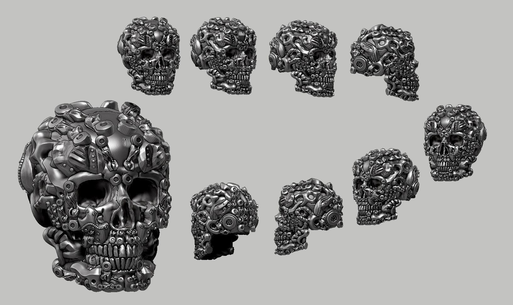 skull robot head a39 3D print model_9