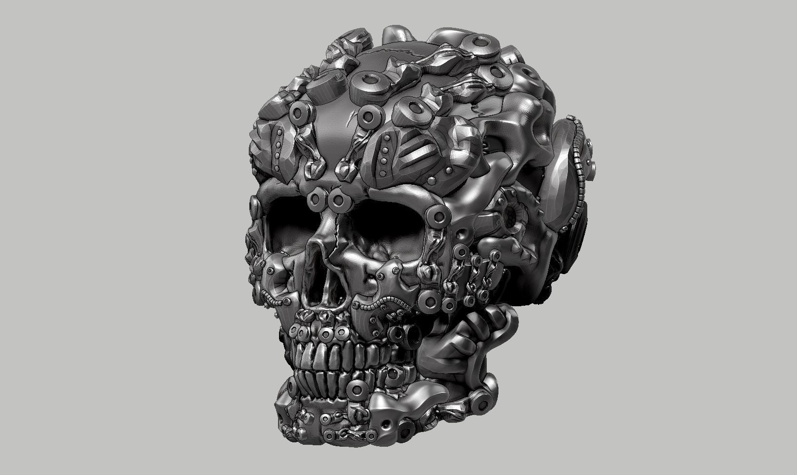 skull robot head a39 3D print model_8