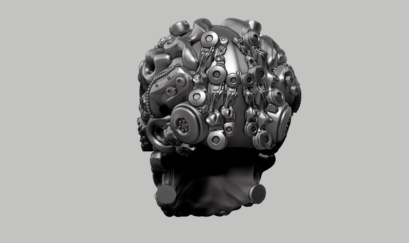 skull robot head a39 3D print model_5