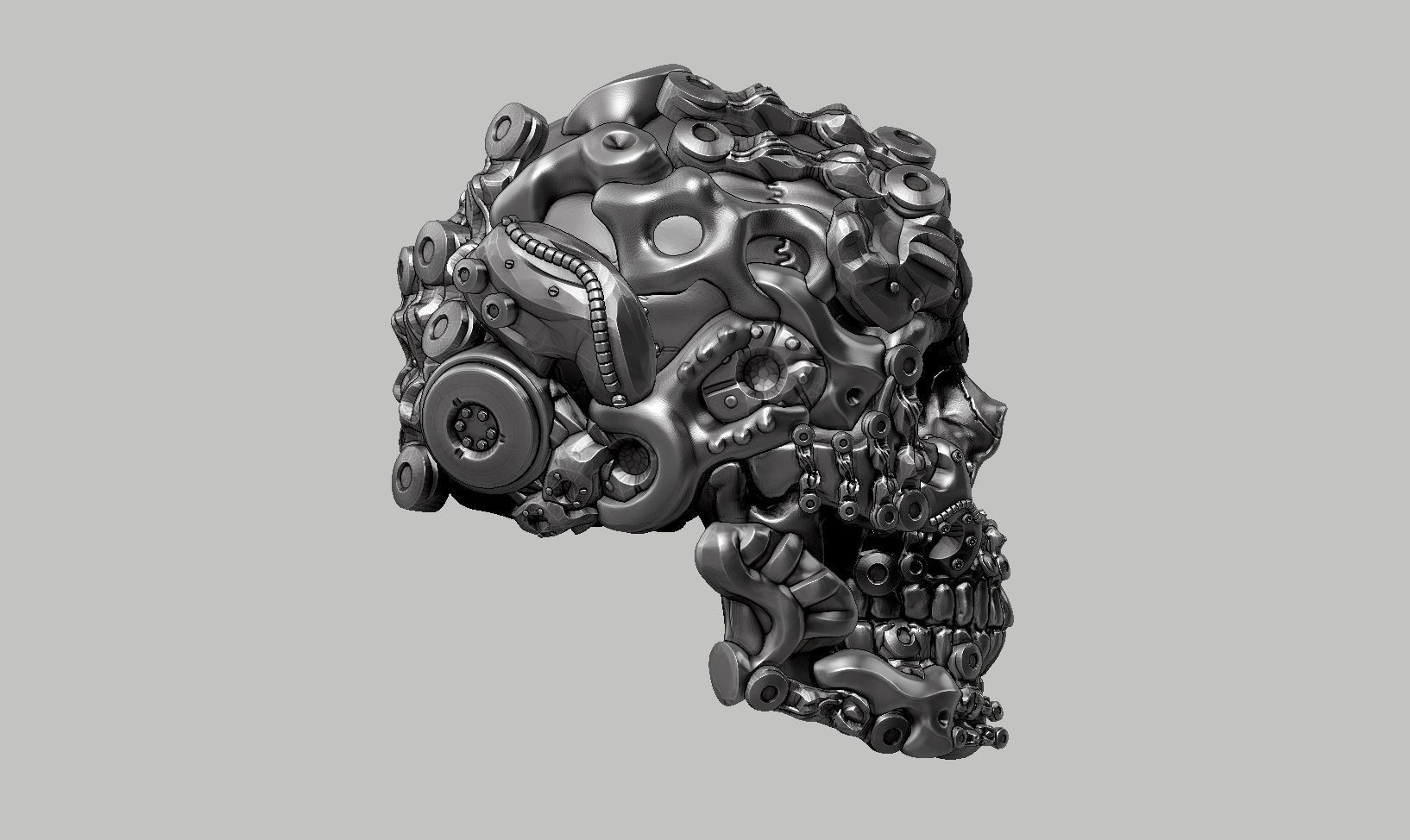 skull robot head a39 3D print model_3