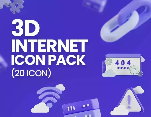 Low Poly Internet Icon Pack 3D Model Low-poly 3D model