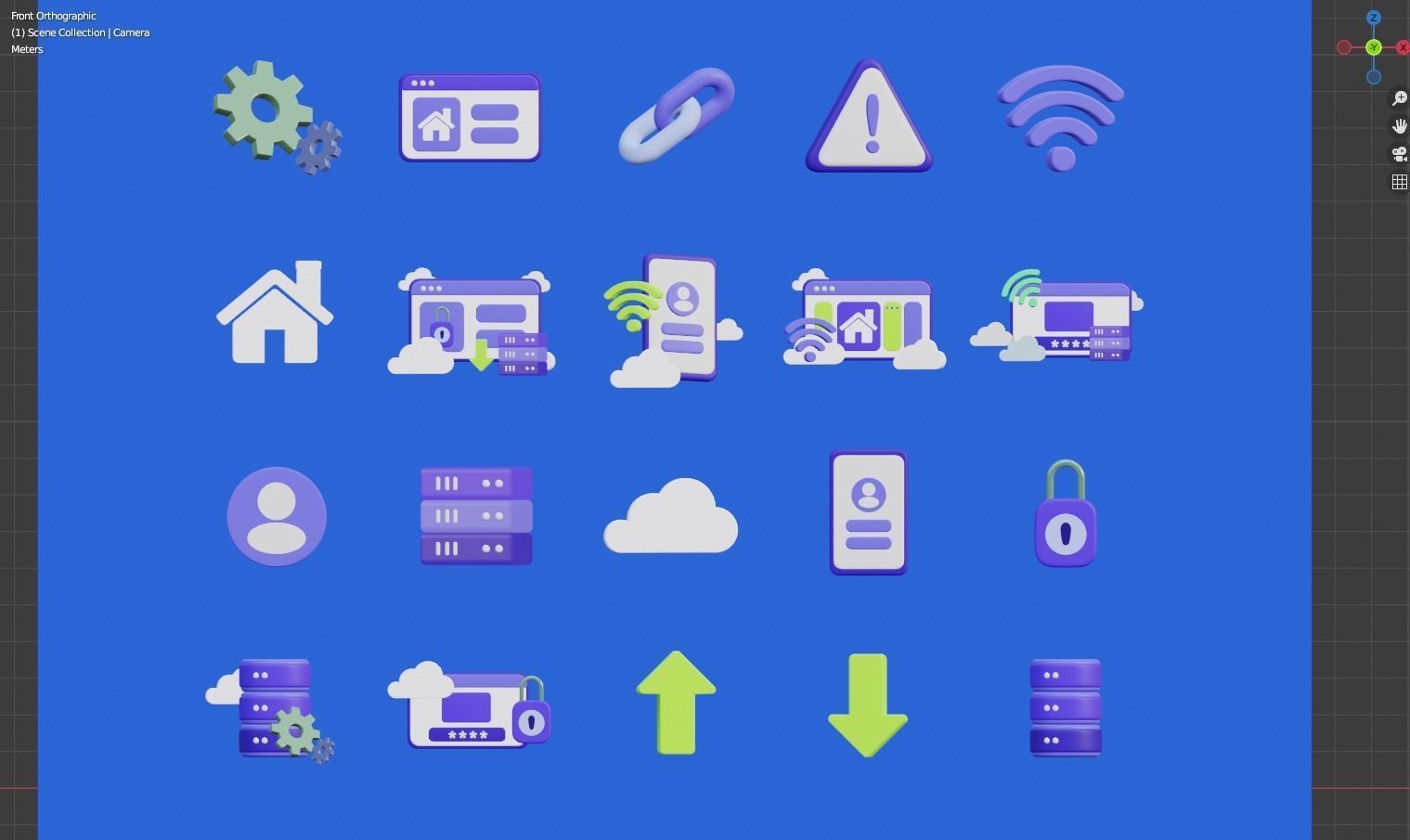 Low Poly Internet Icon Pack 3D Model Low-poly 3D model_6