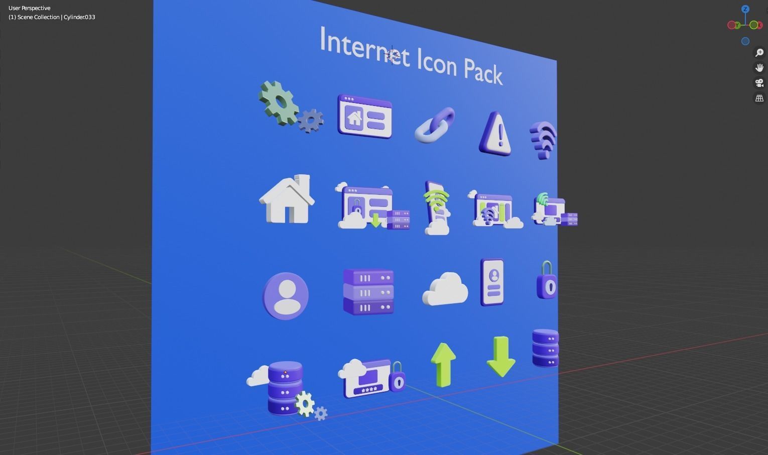 Low Poly Internet Icon Pack 3D Model Low-poly 3D model_5