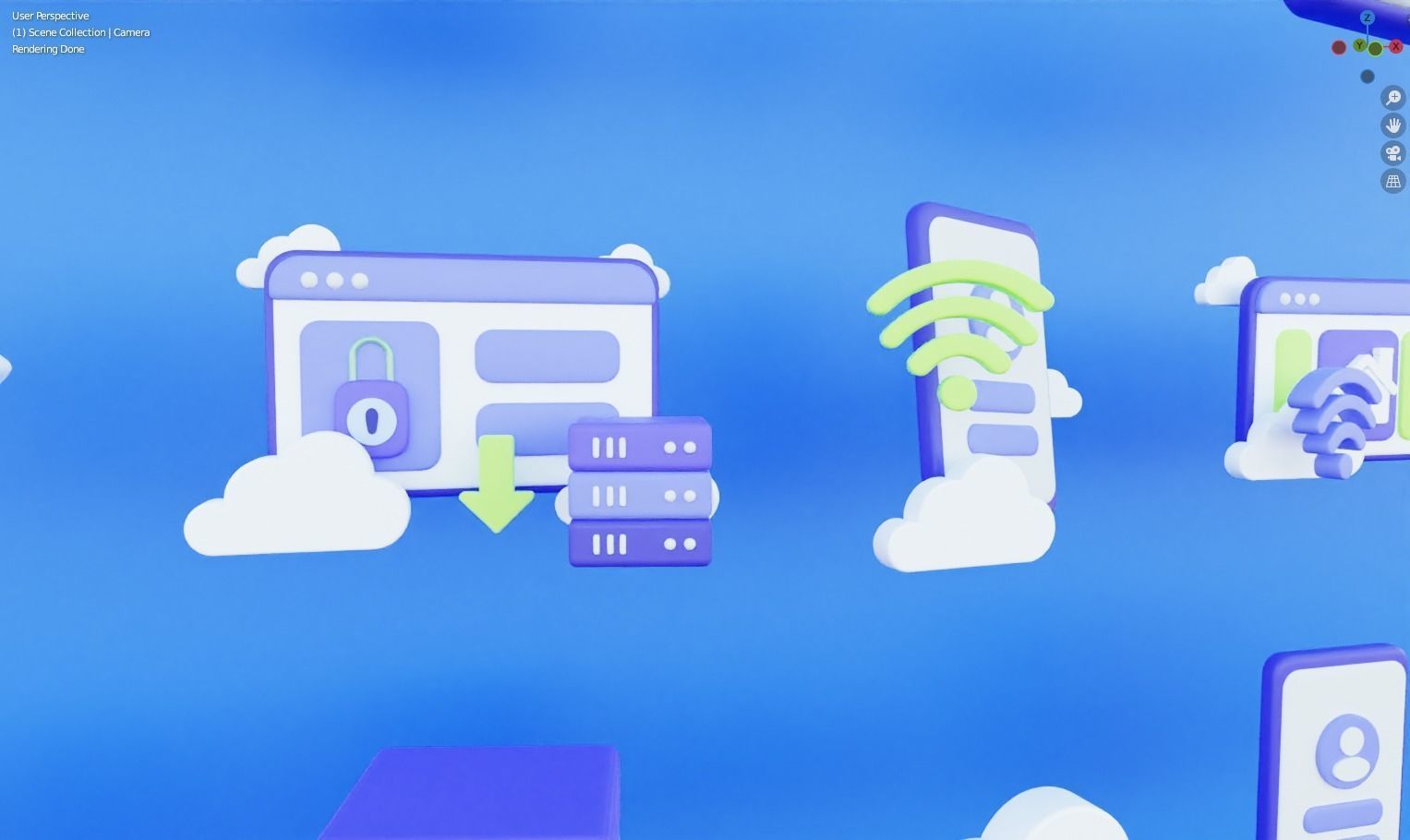 Low Poly Internet Icon Pack 3D Model Low-poly 3D model_7