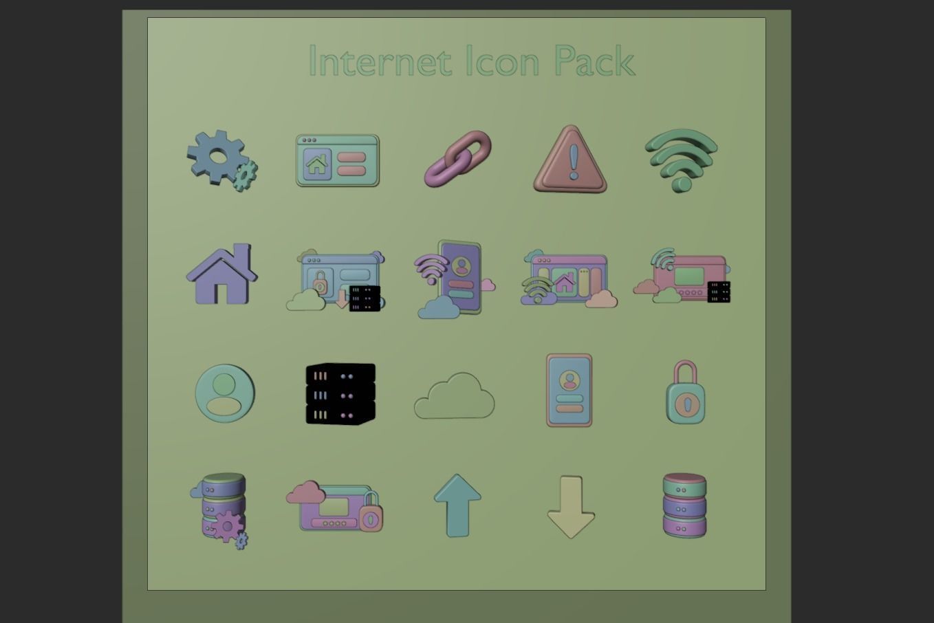 Low Poly Internet Icon Pack 3D Model Low-poly 3D model_3