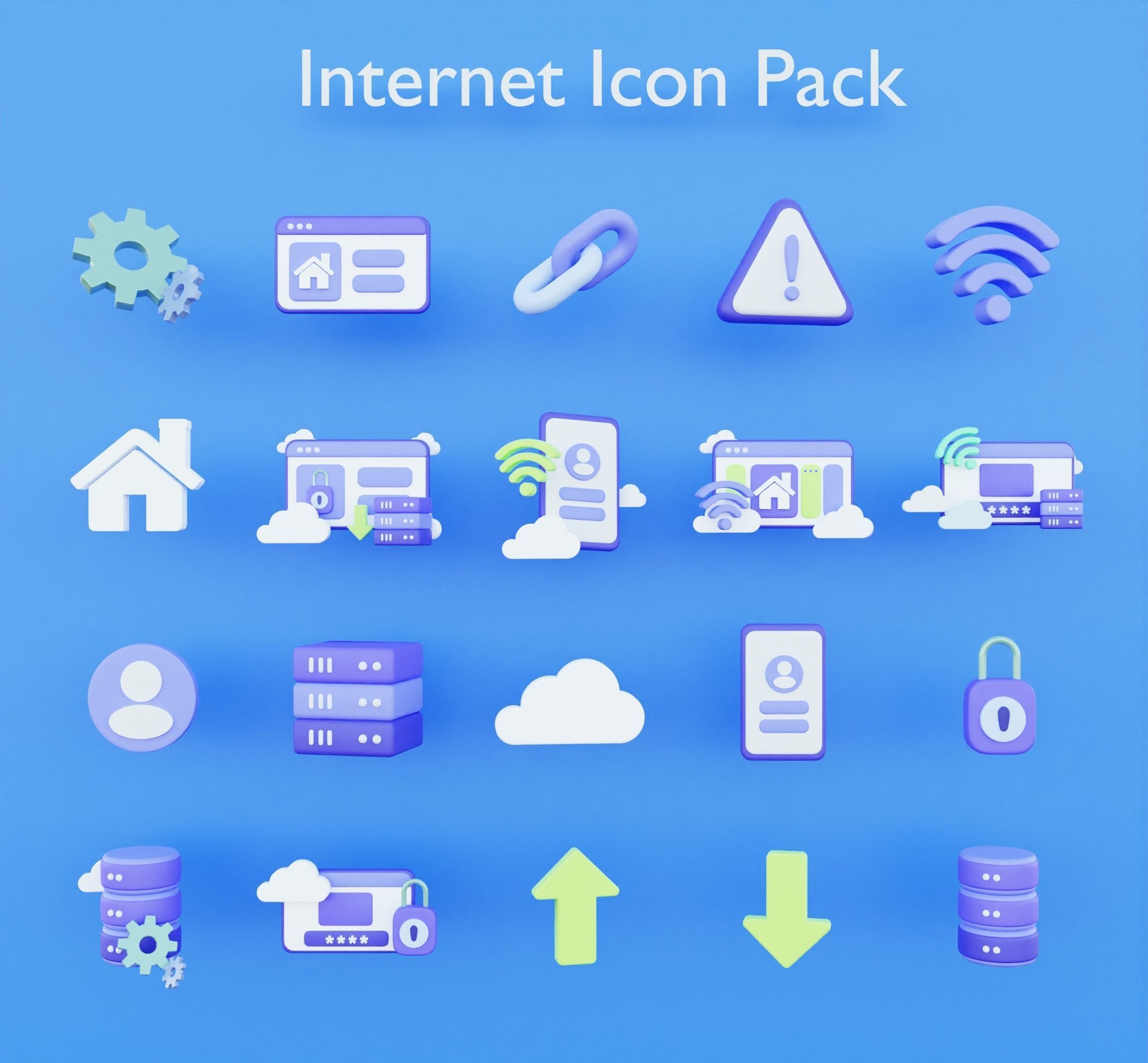Low Poly Internet Icon Pack 3D Model Low-poly 3D model_2