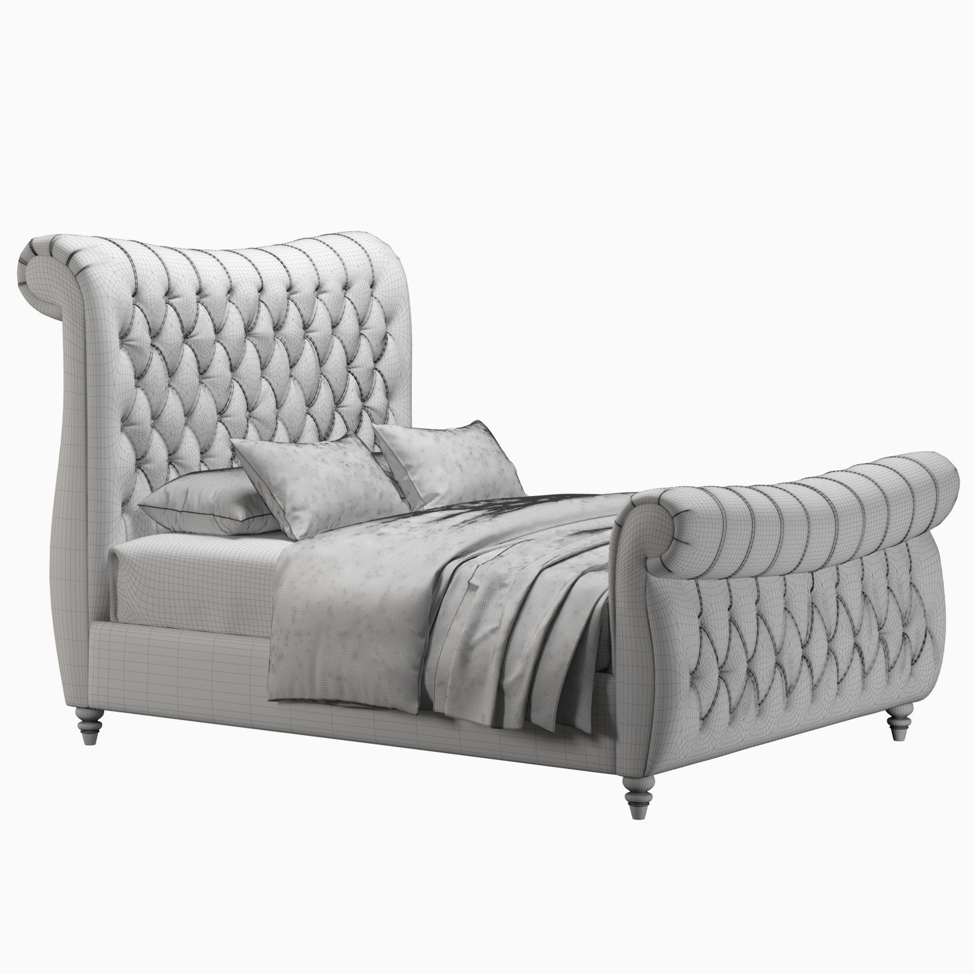 Elizabeth Chesterfield Bed by BespokeBedsCo 3D model_7