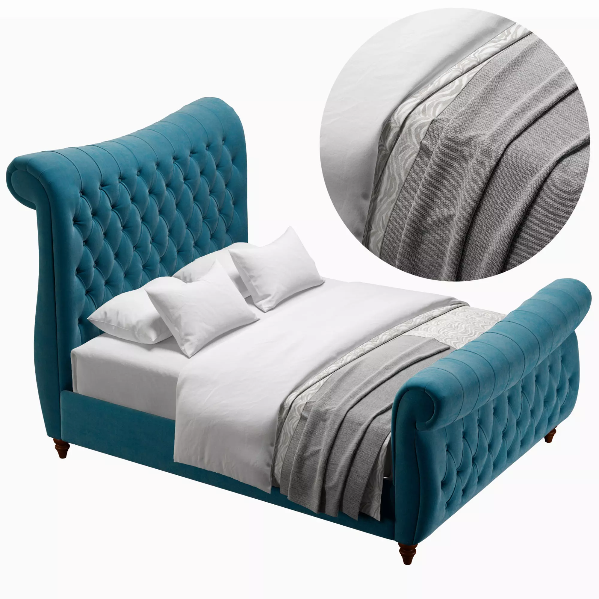 Elizabeth Chesterfield Bed by BespokeBedsCo 3D model_0