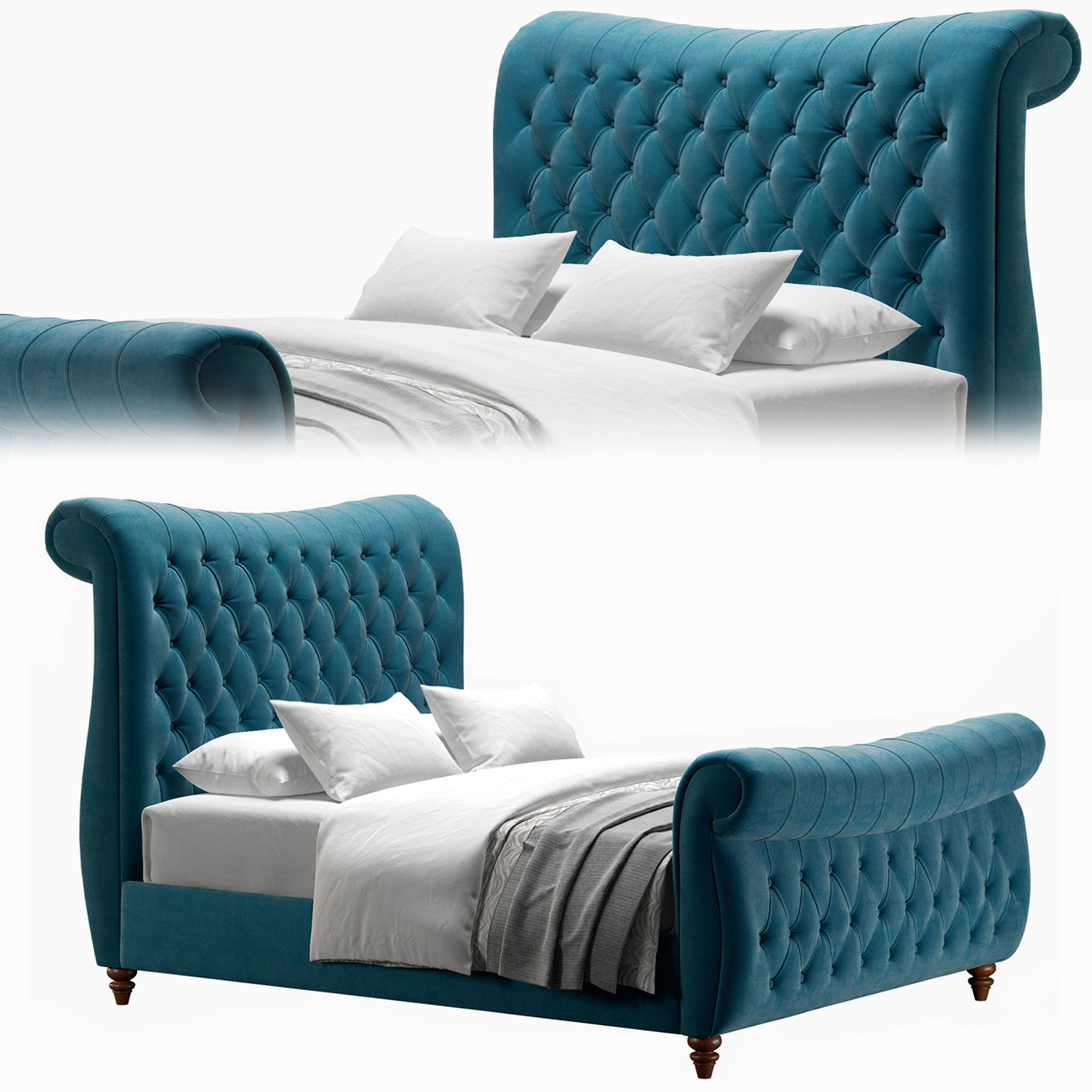 Elizabeth Chesterfield Bed by BespokeBedsCo 3D model_1