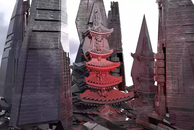 Cyberpunk Chancellor Tower Kitbash 2 3D model