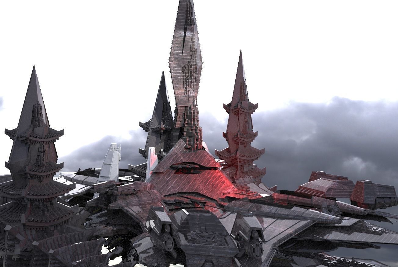 Cyberpunk Chancellor Emperor Towers Kit bash  3D model_1