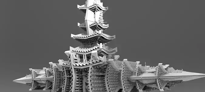 Cyberpunk Emperor Towers Split Dimensions Kit bash 2 3D model