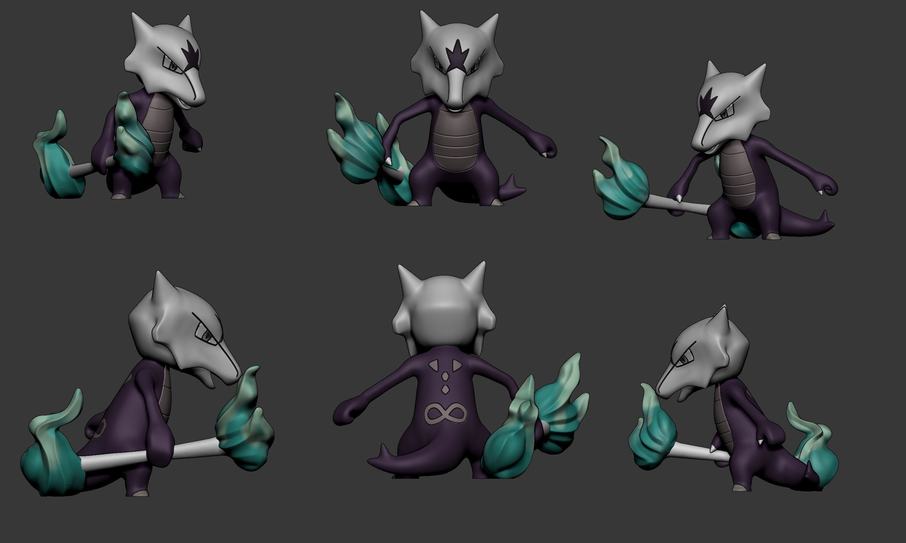 Pokemon - Alolan Marowak with 2 poses 3D print model_2