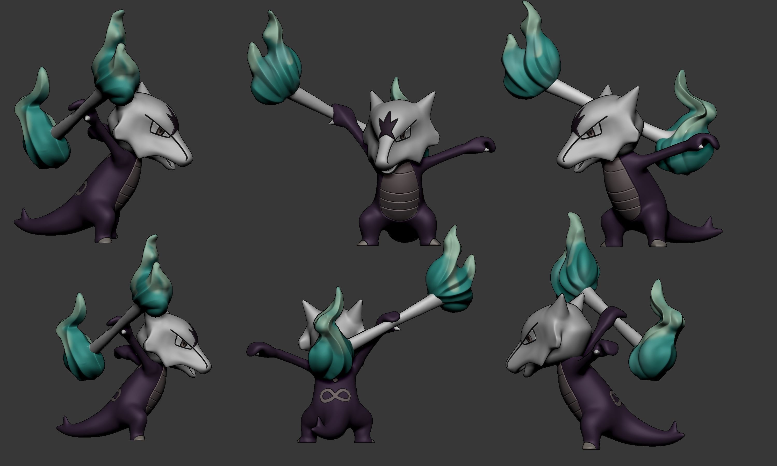 Pokemon - Alolan Marowak with 2 poses 3D print model_6