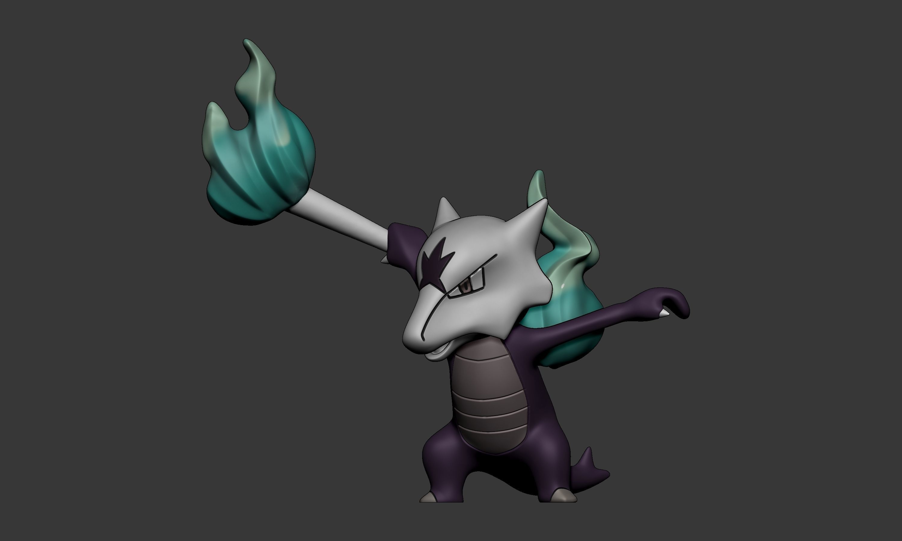 Pokemon - Alolan Marowak with 2 poses 3D print model_5