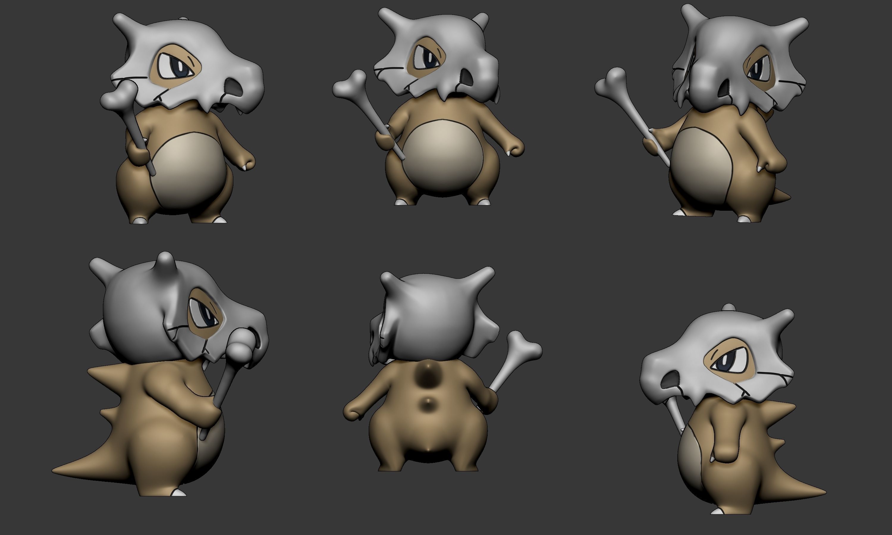 Pokemon - Cubone Marowak and Alolan Marowak with 2 poses 3D print model_2