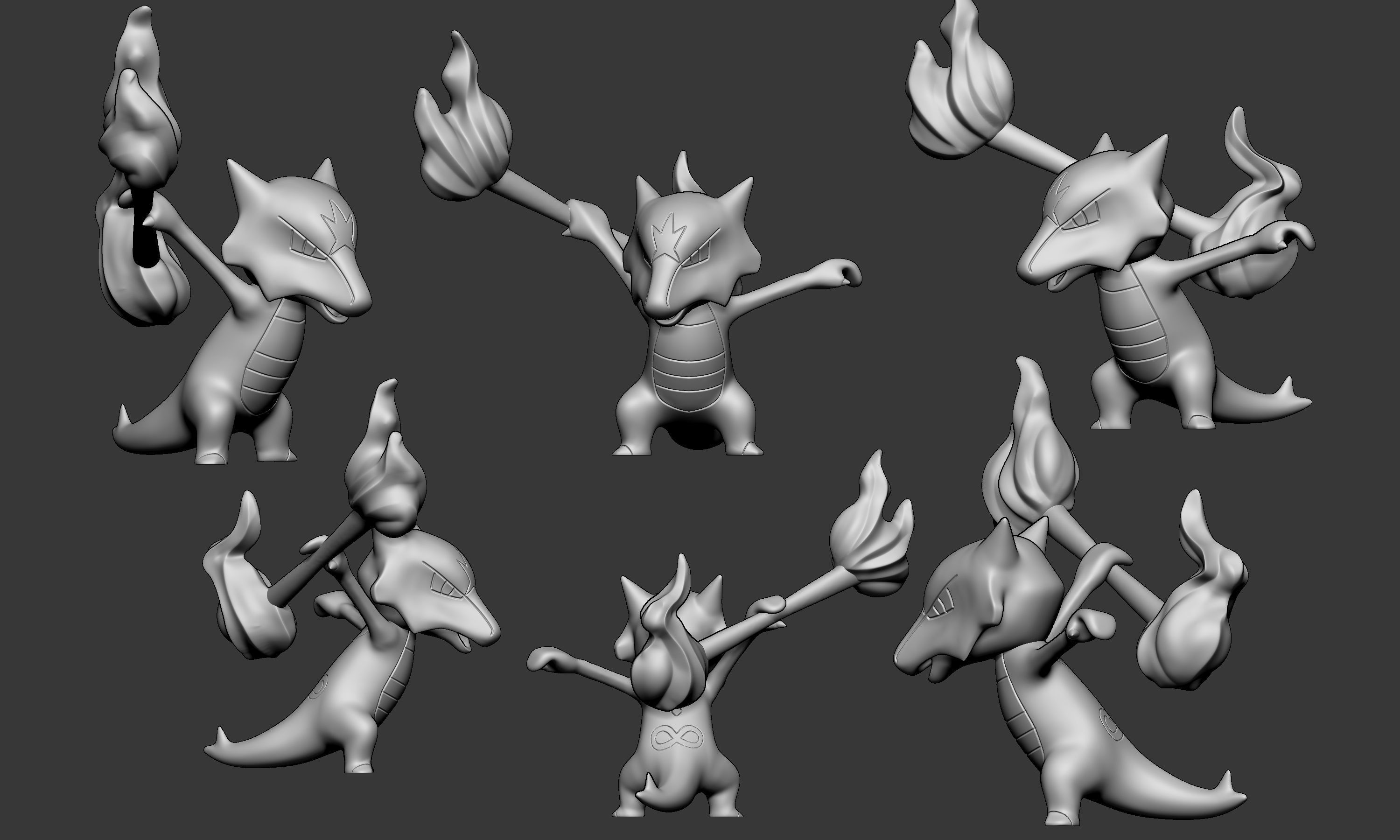 Pokemon - Cubone Marowak and Alolan Marowak with 2 poses 3D print model_15
