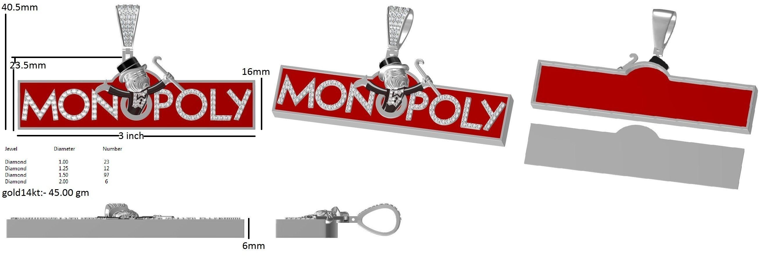 MONOPOLY MAN PENDANT 02 3D print model_1