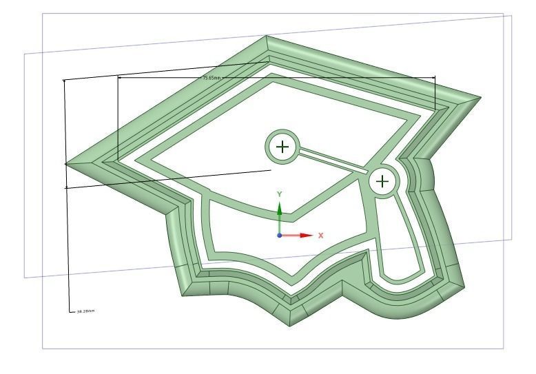 Graduation cookie cutter with emboss 3D print model_2