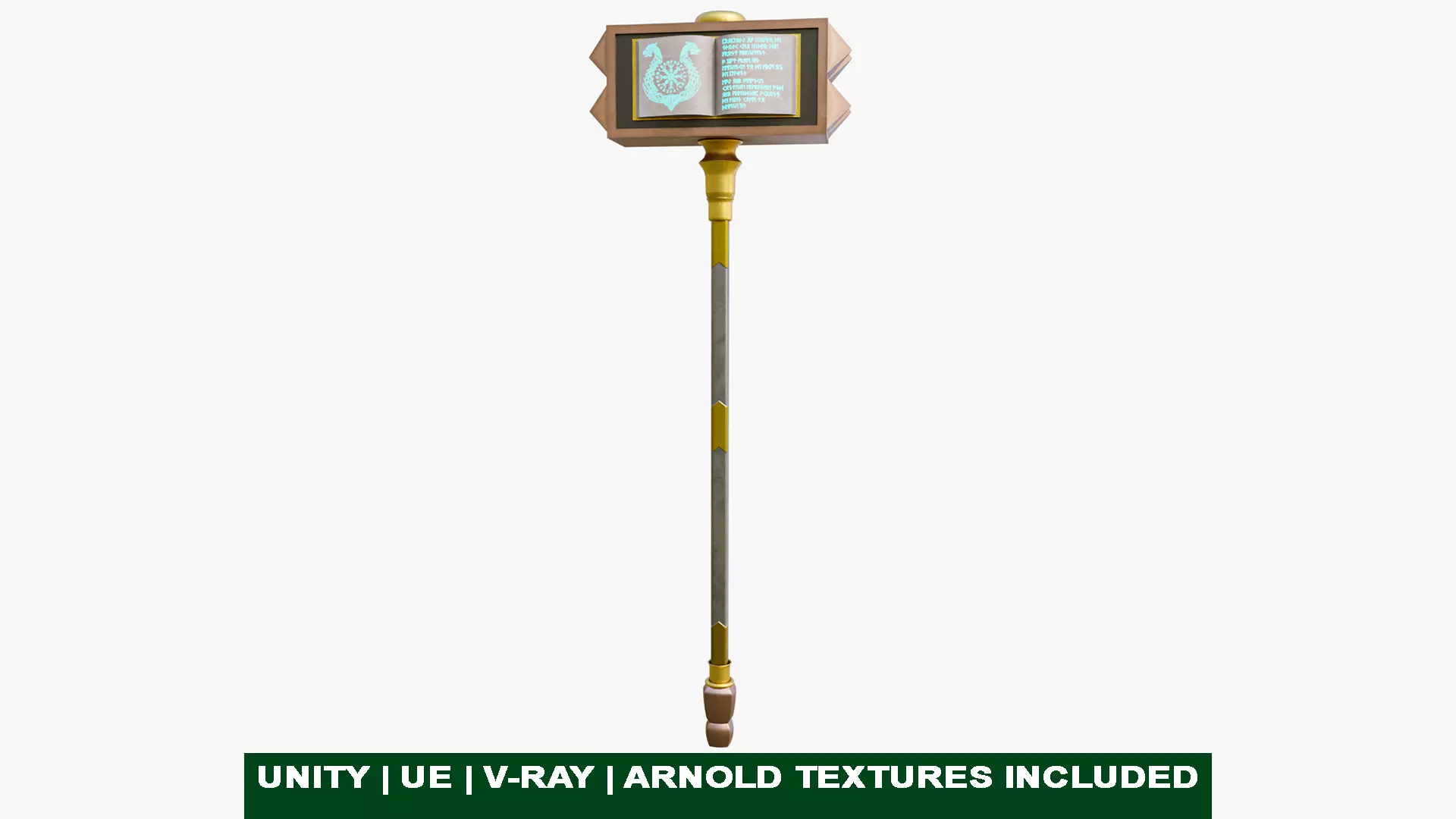 Battle Hammer 09 All PBR Textures Included Low-poly 3D model_0