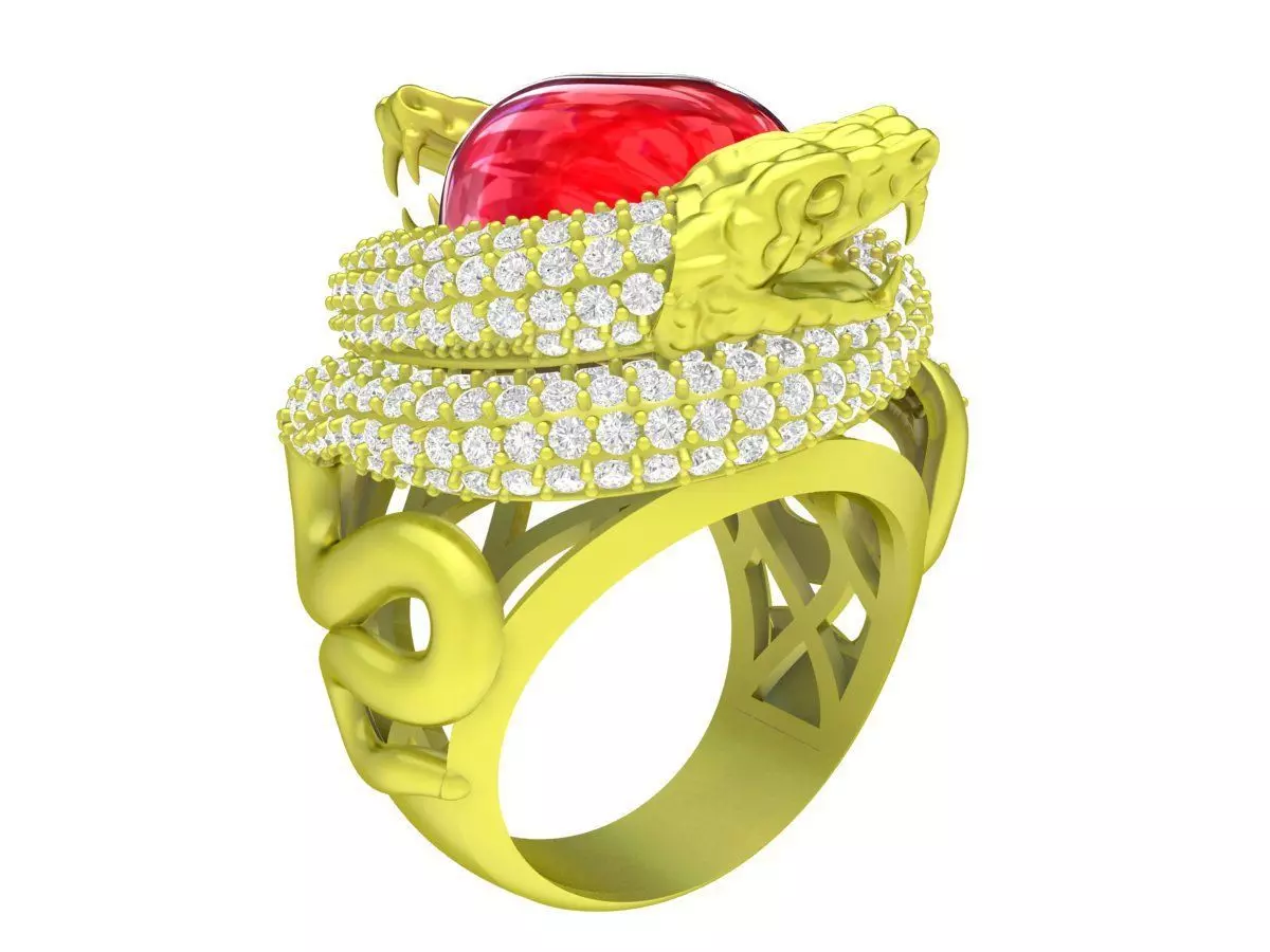 Dragon Cabochon Ring with Multi Layer Diamond Halo 4095 3D print model