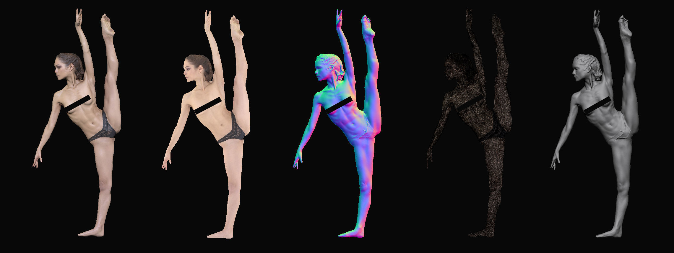 14 Female Ballet Poses Anatomical Reference Bundle 006 3D model_17