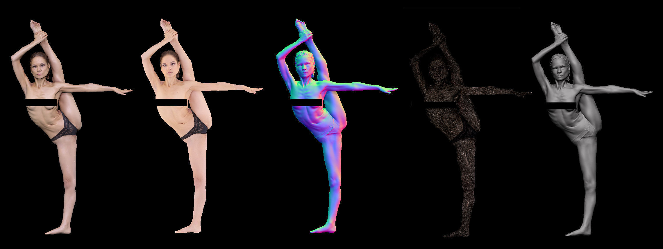 14 Female Ballet Poses Anatomical Reference Bundle 006 3D model_19
