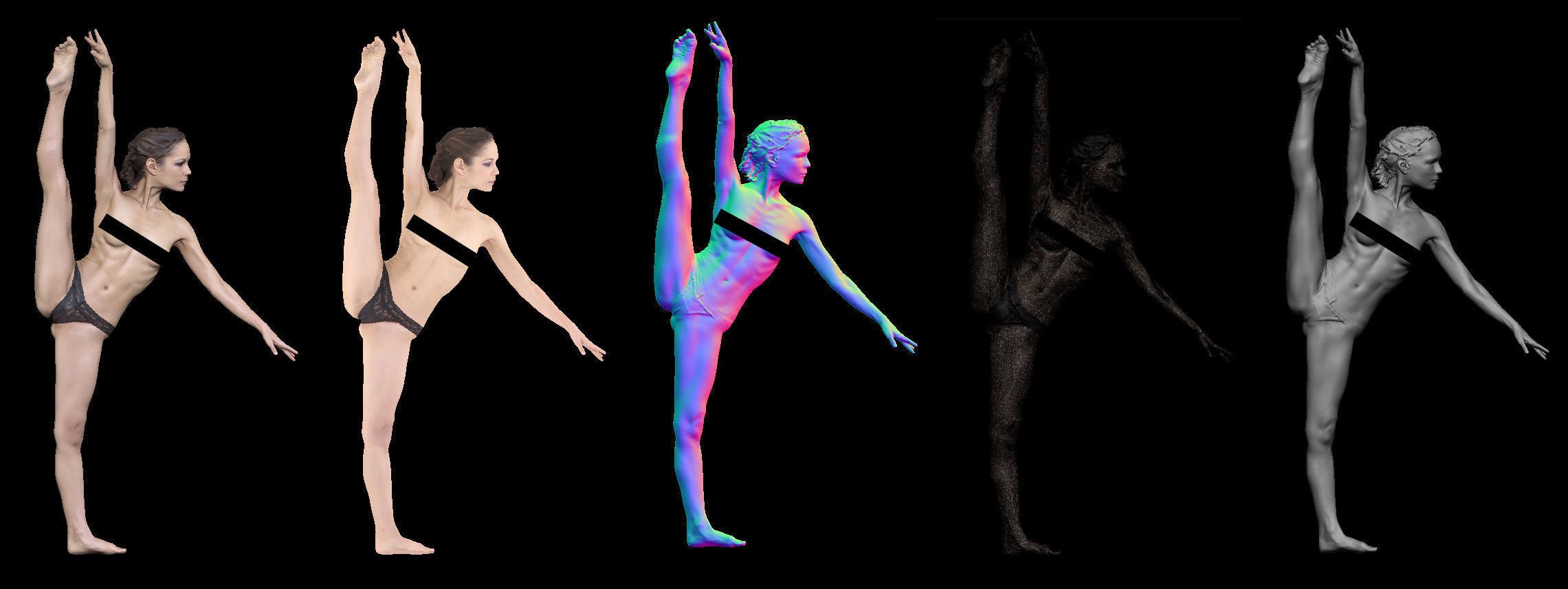 14 Female Ballet Poses Anatomical Reference Bundle 006 3D model_18