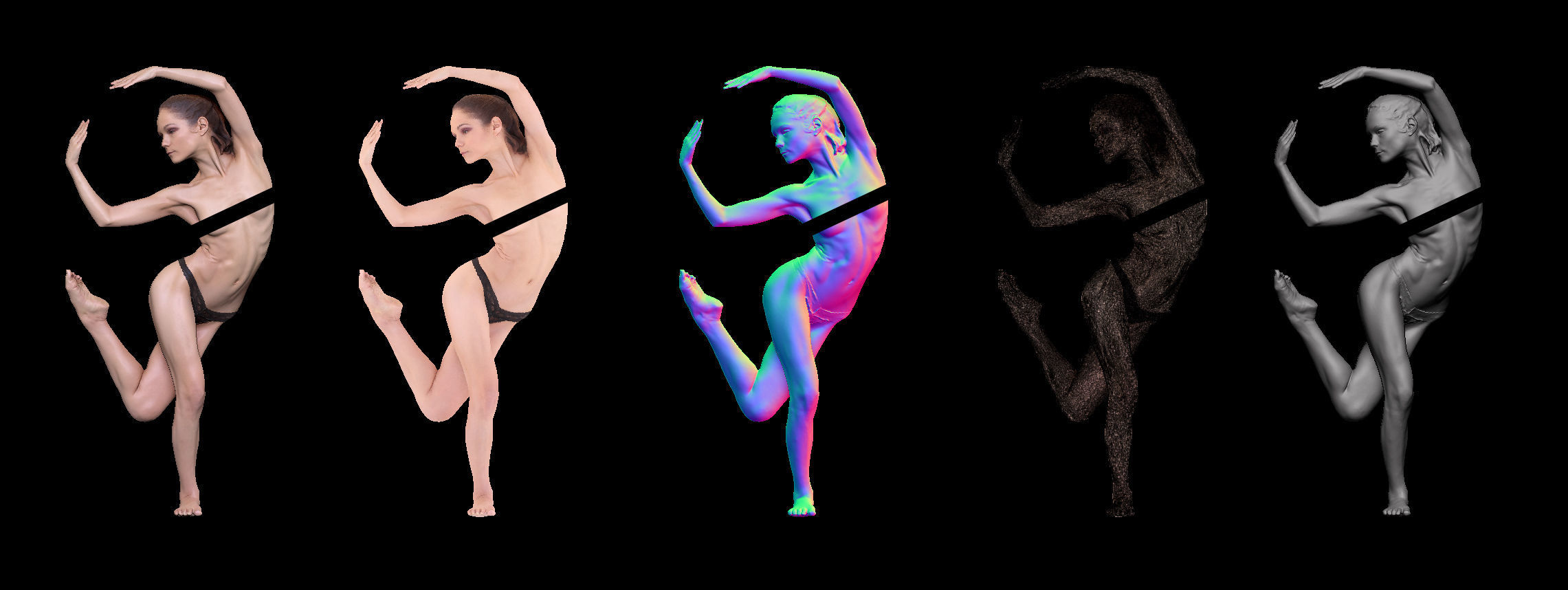 14 Female Ballet Poses Anatomical Reference Bundle 006 3D model_21