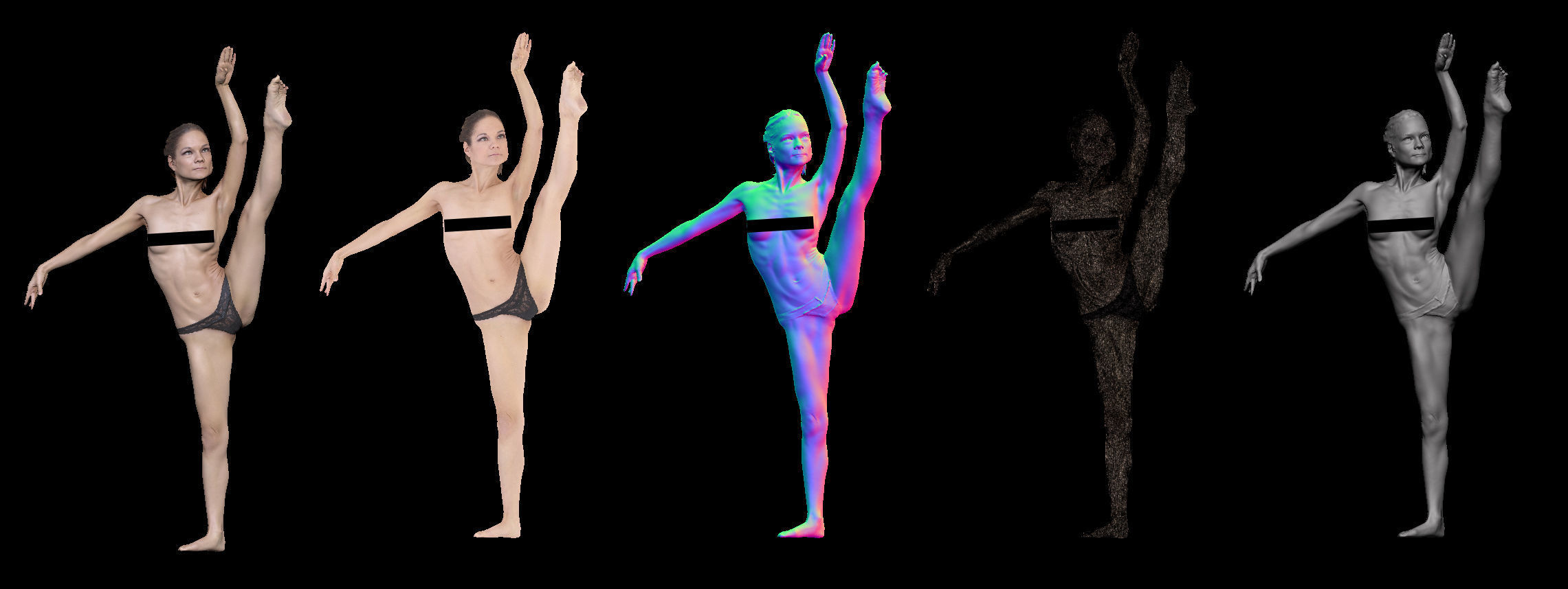 14 Female Ballet Poses Anatomical Reference Bundle 006 3D model_24