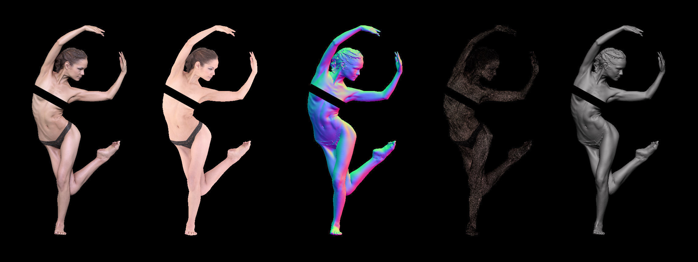 14 Female Ballet Poses Anatomical Reference Bundle 006 3D model_22