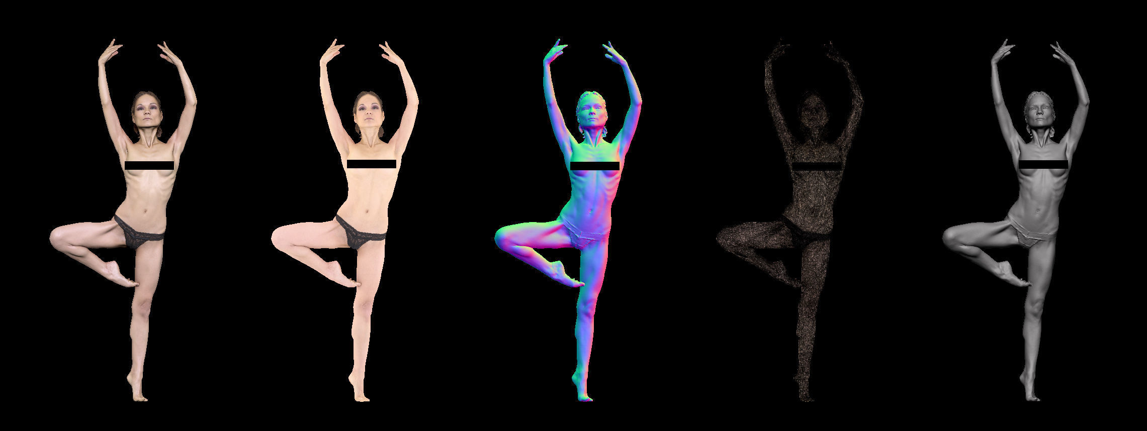 14 Female Ballet Poses Anatomical Reference Bundle 006 3D model_28