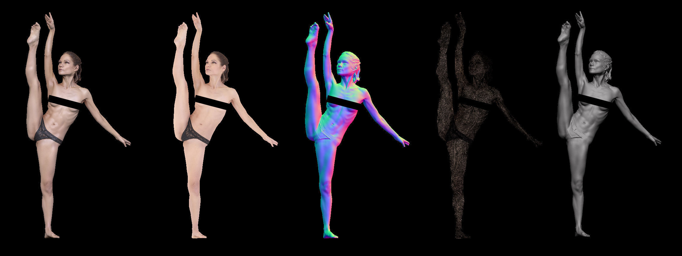 14 Female Ballet Poses Anatomical Reference Bundle 006 3D model_23