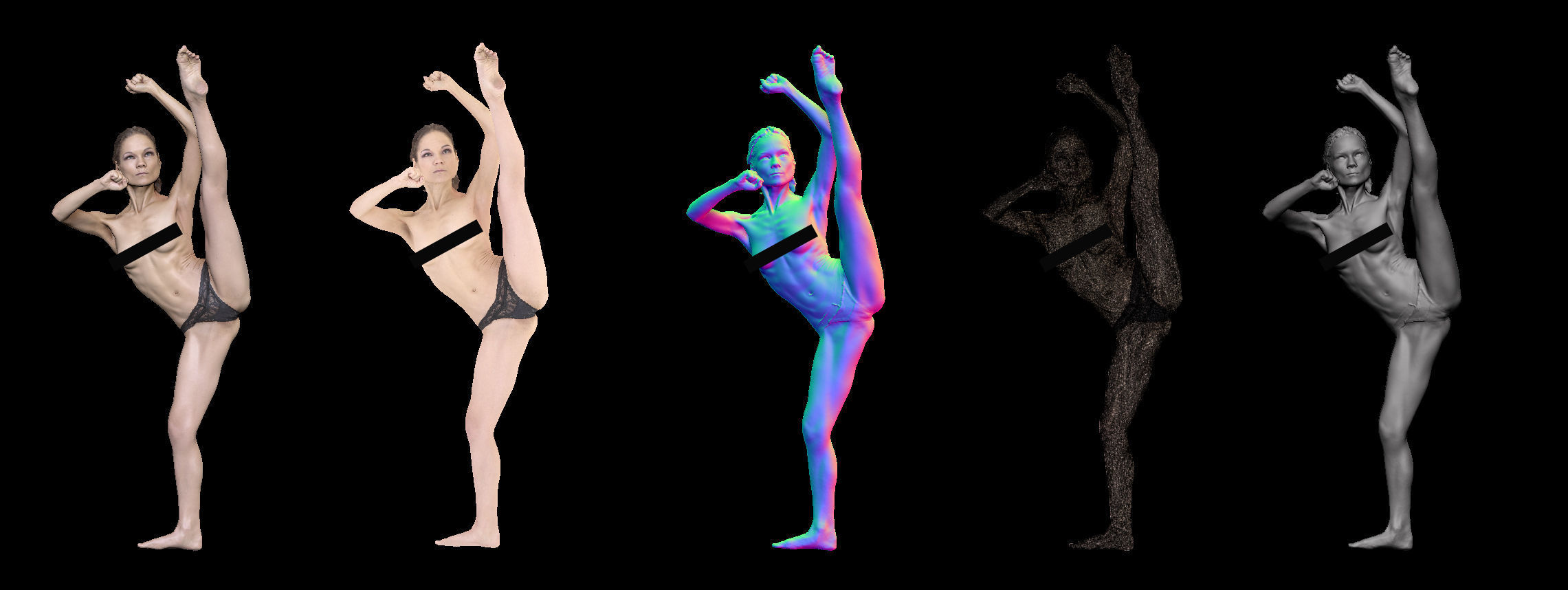 14 Female Ballet Poses Anatomical Reference Bundle 006 3D model_29