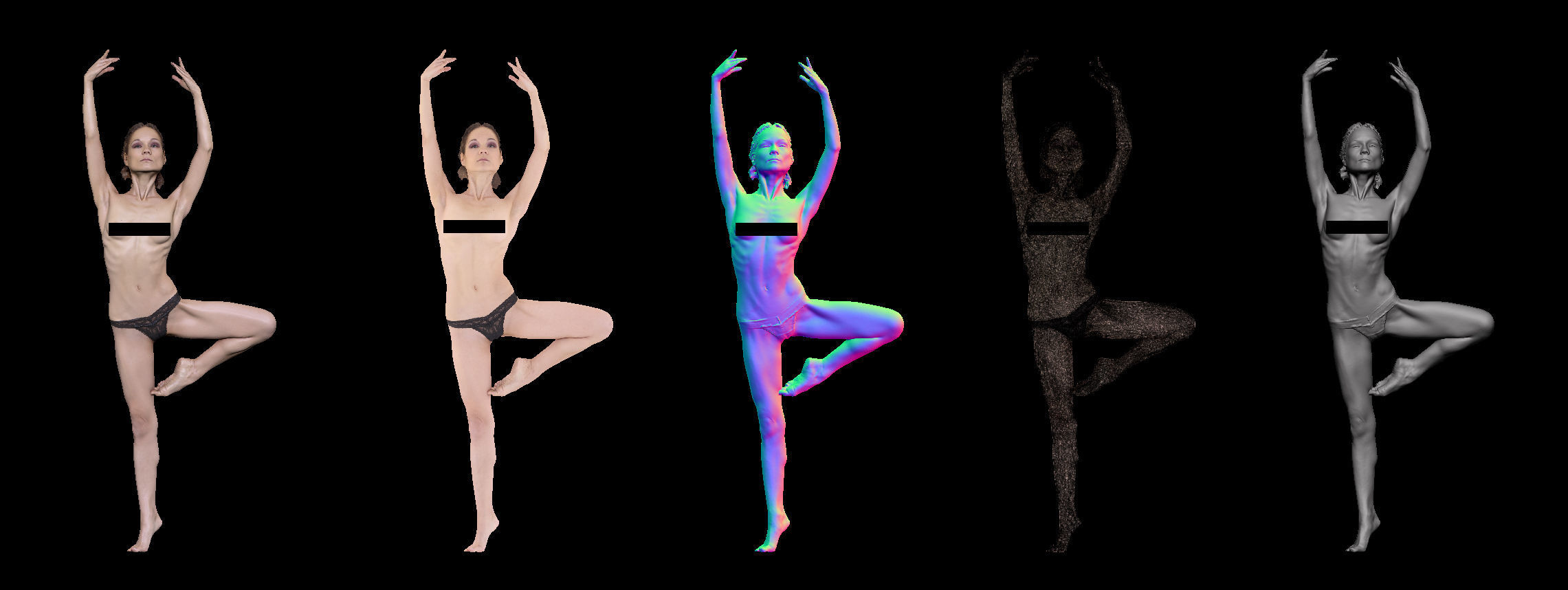 14 Female Ballet Poses Anatomical Reference Bundle 006 3D model_27