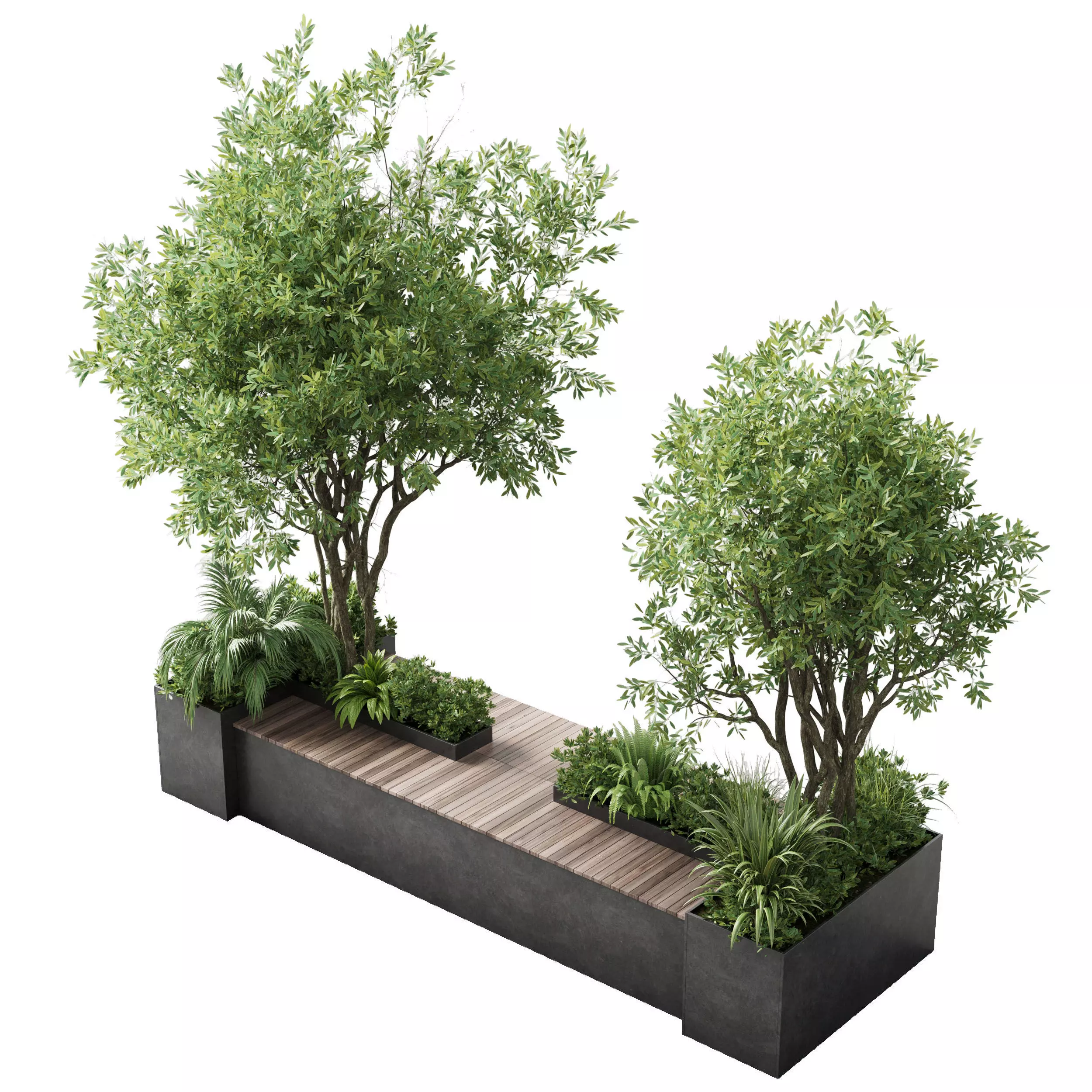 Urban Environment Urban Furniture Green Benches 35 Low-poly 3D model