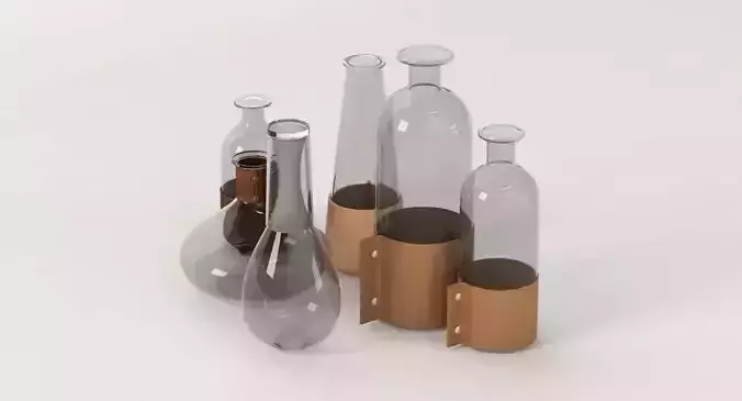 Glass And Faux Leather Vase