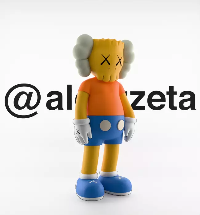 Kaws Bart Simpson Textured Low-poly 3D model_34