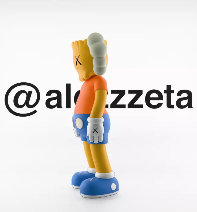 Kaws Bart Simpson Textured Low-poly 3D model_8