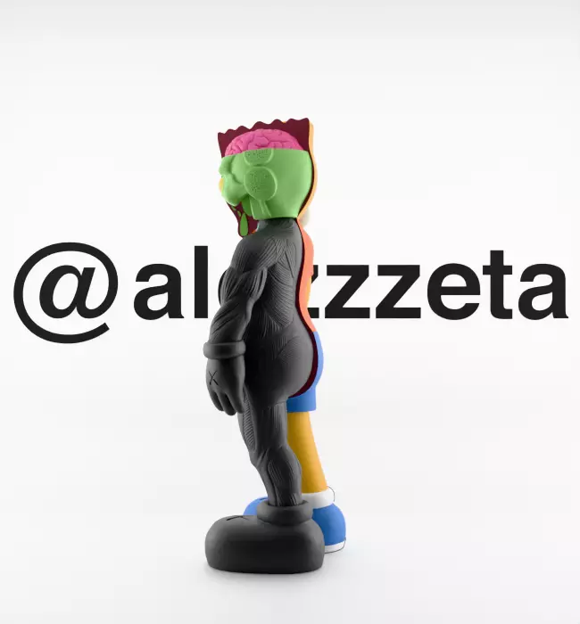 Kaws Bart Simpson Flayed Open Textured Low-poly 3D model_12