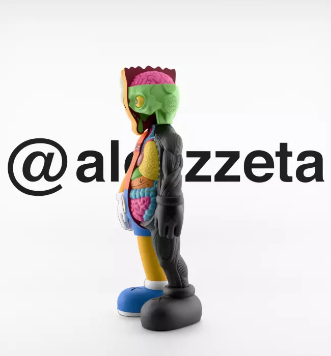 Kaws Bart Simpson Flayed Open Textured Low-poly 3D model_7