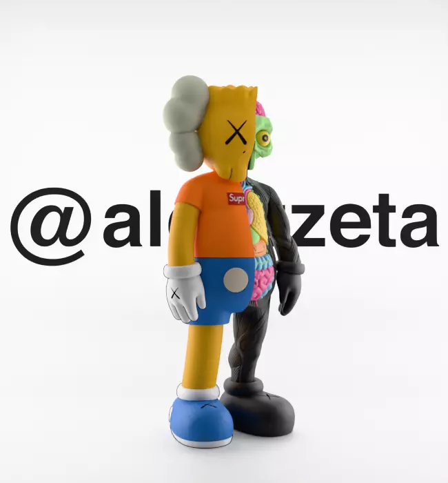 Kaws Bart Simpson Flayed Open Textured Low-poly 3D model_34