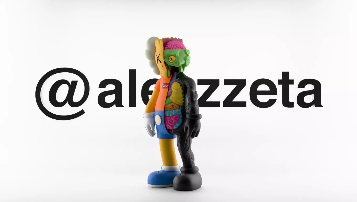 Kaws Bart Simpson Flayed Open Textured Low-poly 3D model_0