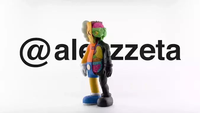 Kaws Bart Simpson Flayed Open Textured Low-poly 3D model