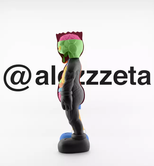 Kaws Bart Simpson Flayed Open Textured Low-poly 3D model_10