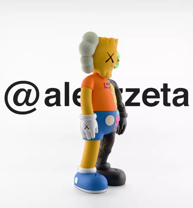 Kaws Bart Simpson Flayed Open Textured Low-poly 3D model_32