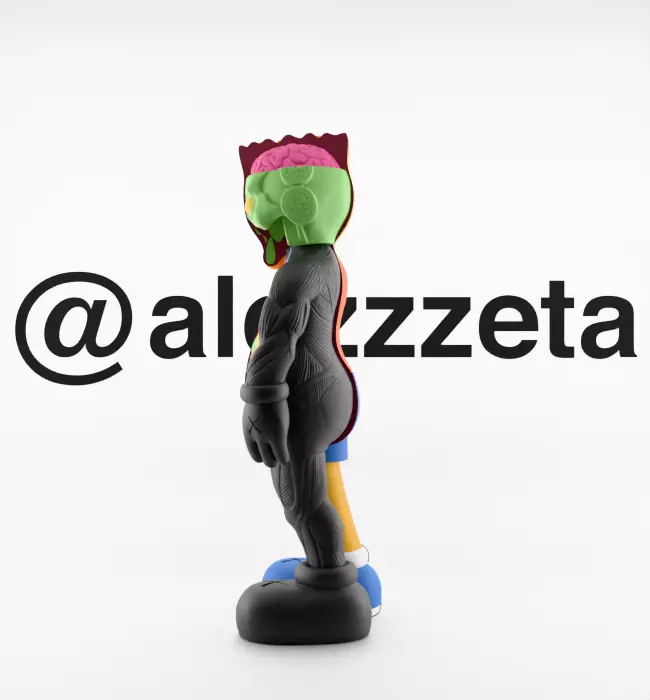 Kaws Bart Simpson Flayed Open Textured Low-poly 3D model_11